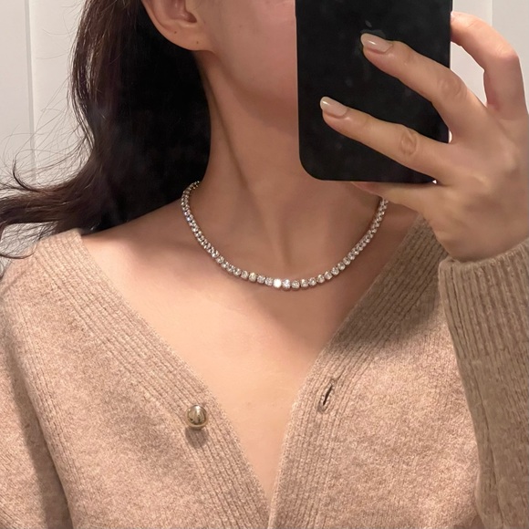 NEW Diamonique Sterling Silver Tennis Necklaces - Picture 3 of 7